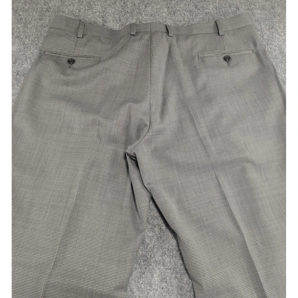 Lauren Ralph Lauren Men's Gray Micro-Check Flat Front Dress Pants Slacks 40x30